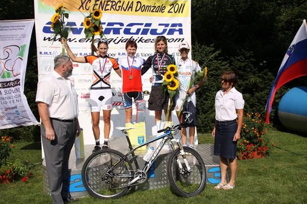 Elite women's podium at Slovenian cross country nationals
