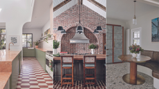 three kitchen images collaged