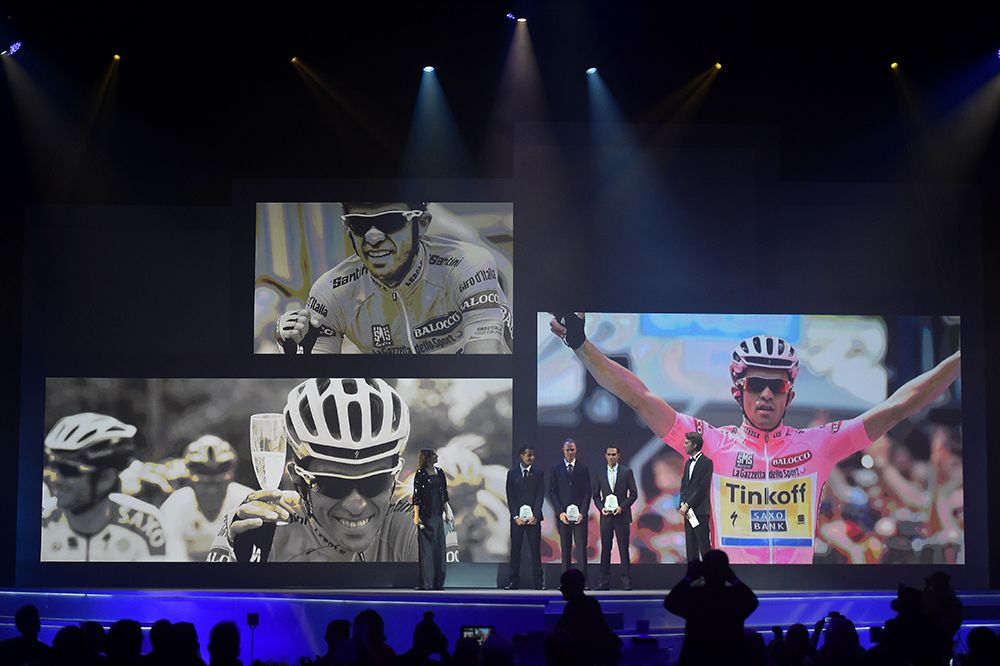 Alberto Contador was recognised for his Giro d'Italia prize