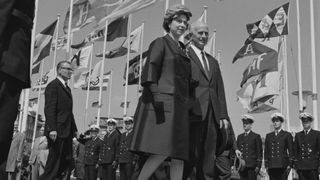 Queen Elizabeth II with Paul Nevermann the mayor of Hamburg during a visit in 1965