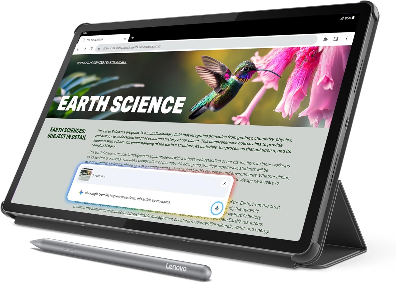 Lenovo Idea Tab Pro With Google Gemini - Student Tablet - 12.7&amp;rdquo; 3k Lcd Display - 8 Gb Memory - 128 Gb Storage - Mediatek Dimensity 8300 - Includes Pen and Folio Case