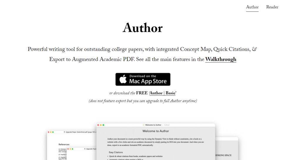 Website screenshot for Author