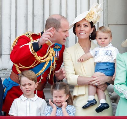 Prince George with Princess Charlotte, Prince Louis and their parents the Duke and Duchess of Cambridge