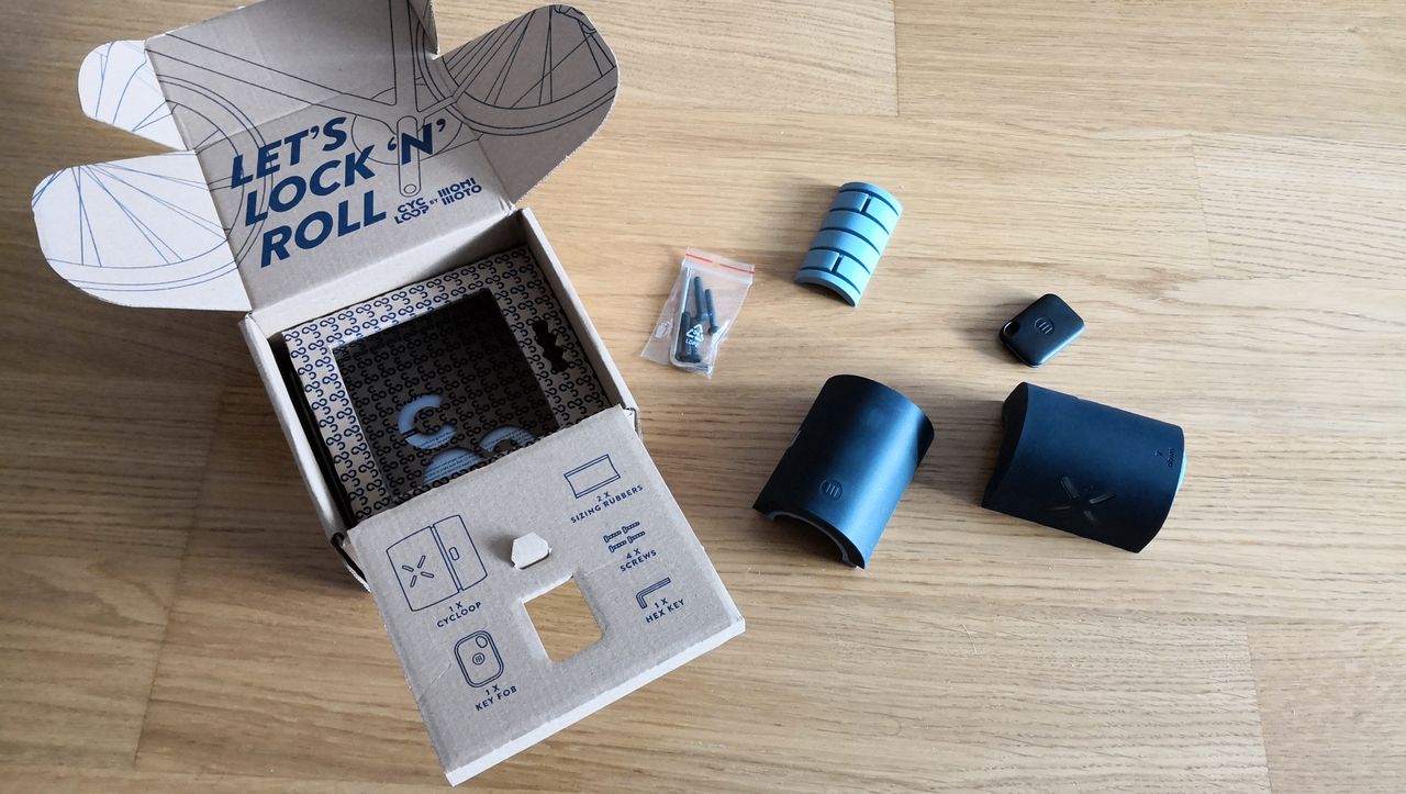 Cycloop GPS review: Pictured here, the content of the box laid out on a table