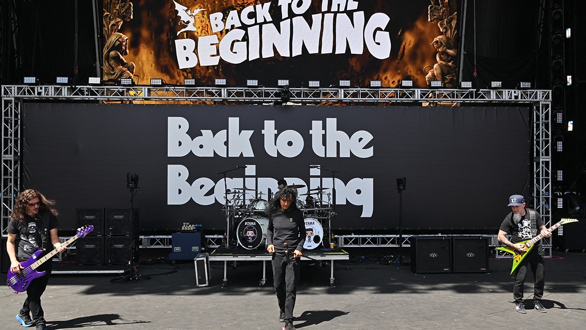 Anthrax sound check on the eve of Back to the Beginning