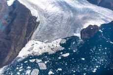 Greenland ice aerial view.