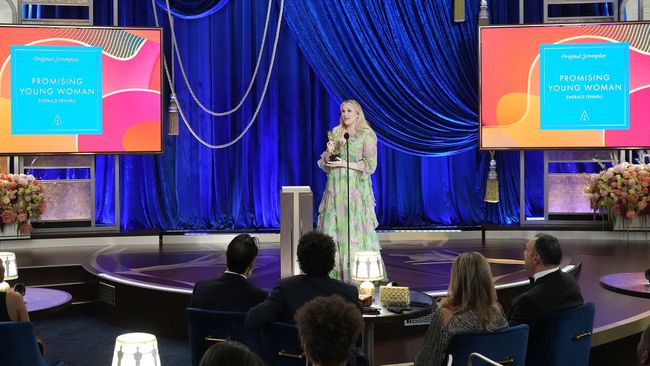 Emerald Fennell receives the Oscar for Original Screenplay for 'Promising Young Woman'