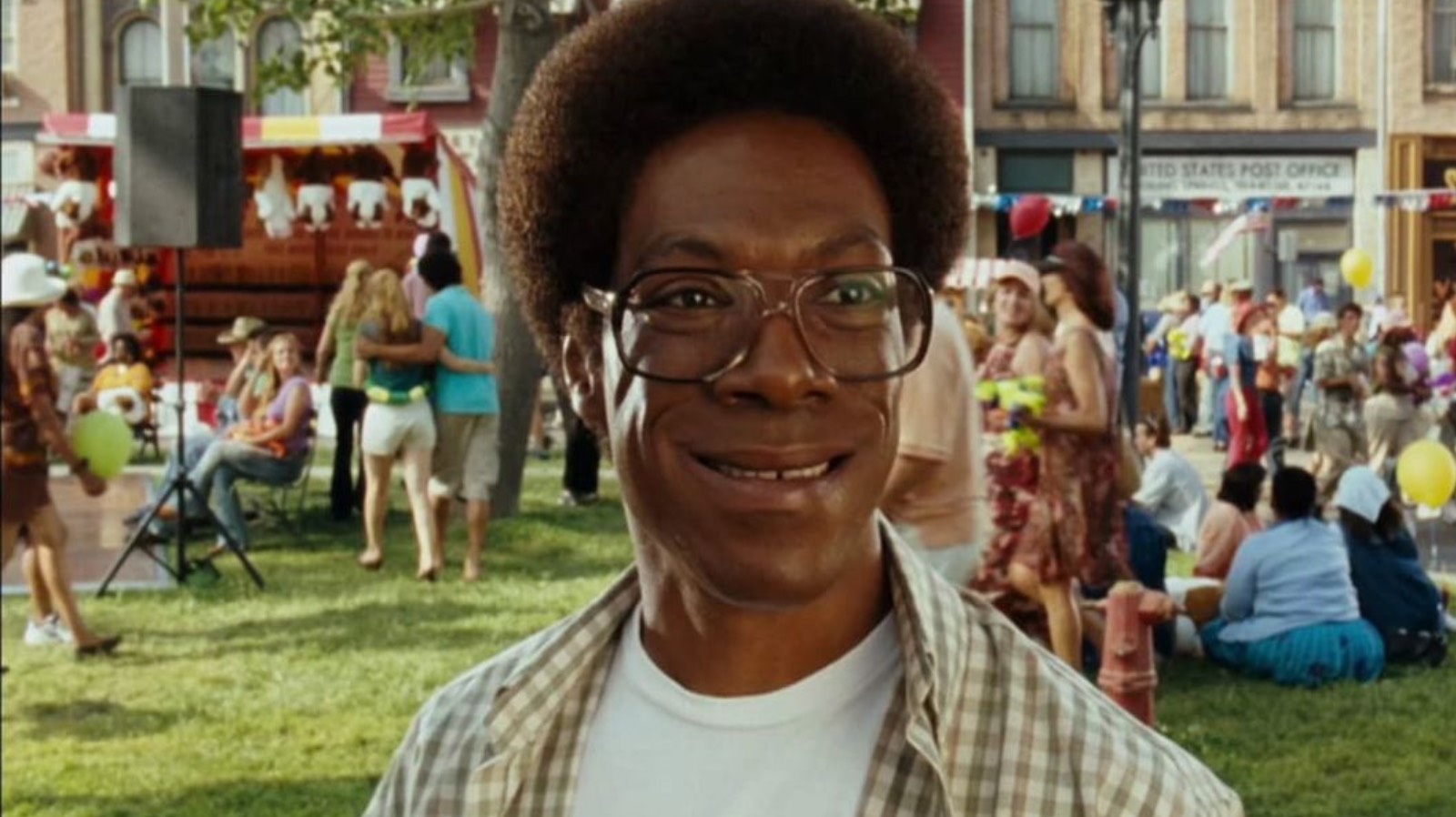 Eddie Murphy awkwardly smiling as Norbit