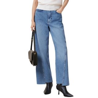 Fox Asymmetric Hem Wide Leg Denim Jeans