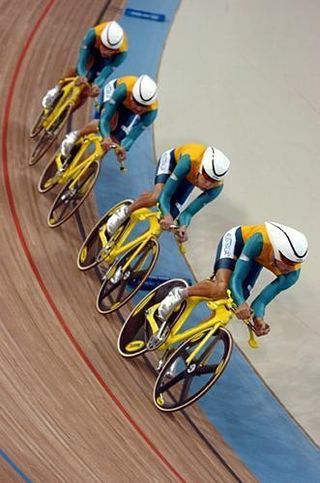 The Australian team pursuit squad triumph in Athens.