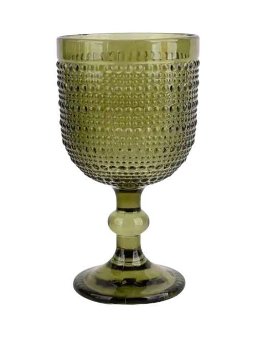 Green Hobnail Goblet