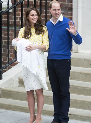 At the hospital after the birth of Princess Charlotte, 2015