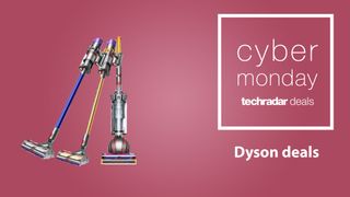 Dyson Cyber Monday deals - Dyson vacuums on a pink background