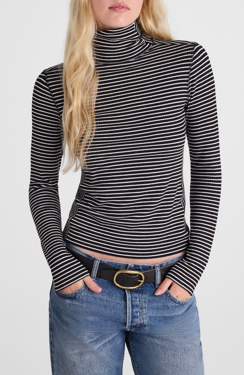 Stripe Rib Turtleneck Top