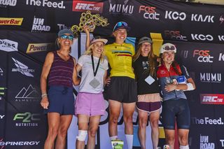 BWR UTAH women's elite podium in 2023, with winner Melisa Rollins on top step (middle)