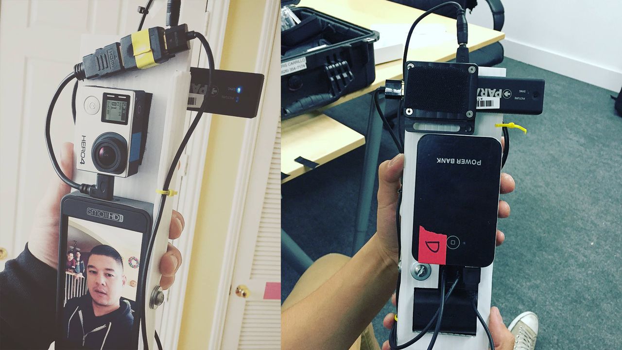 Cinematographer Kristoffer Carrillo shows his phone selfie rig
