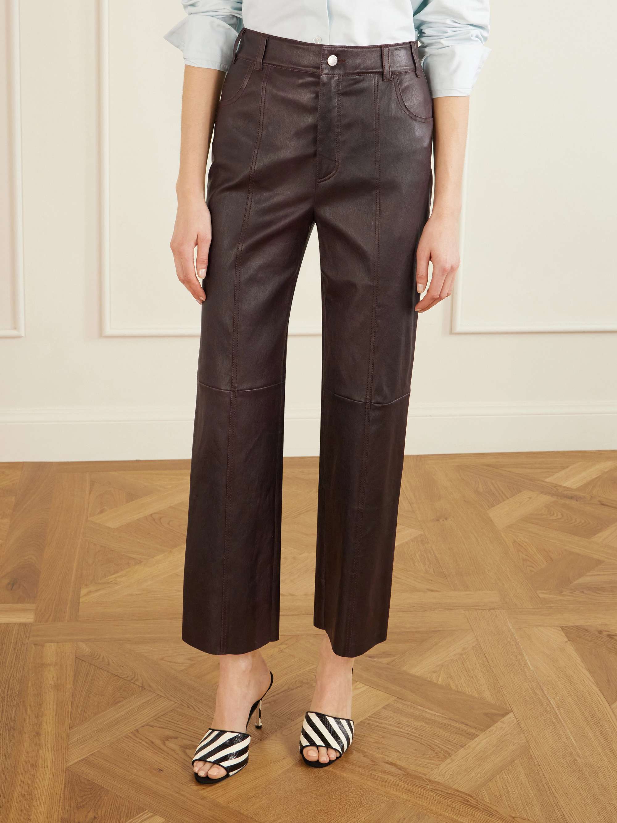 Benny Leather Straight-Leg Pants