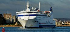 Barfleur ferry departing from Poole. January 2010