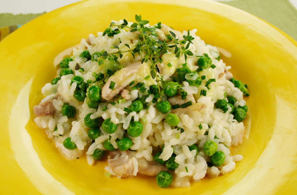 Chicken and pea risotto