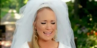 Carrie Underwood crying in the Just A Dream video