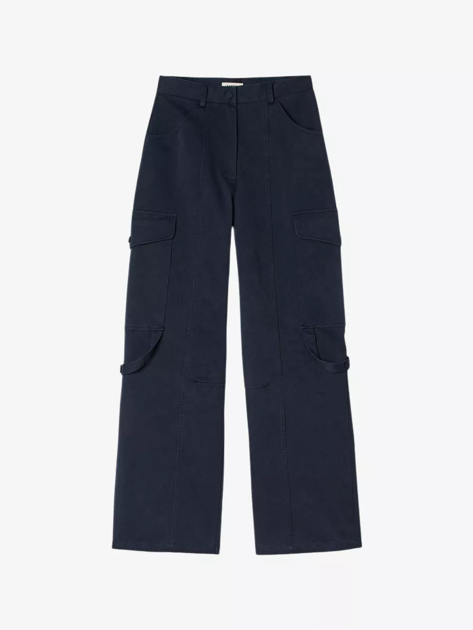 Pocket-Embellished Straight-Leg Cotton Cargo Trousers