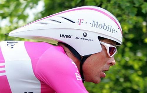 Jan Ullrich (T-Mobile) sporting his aero-spacehelmet