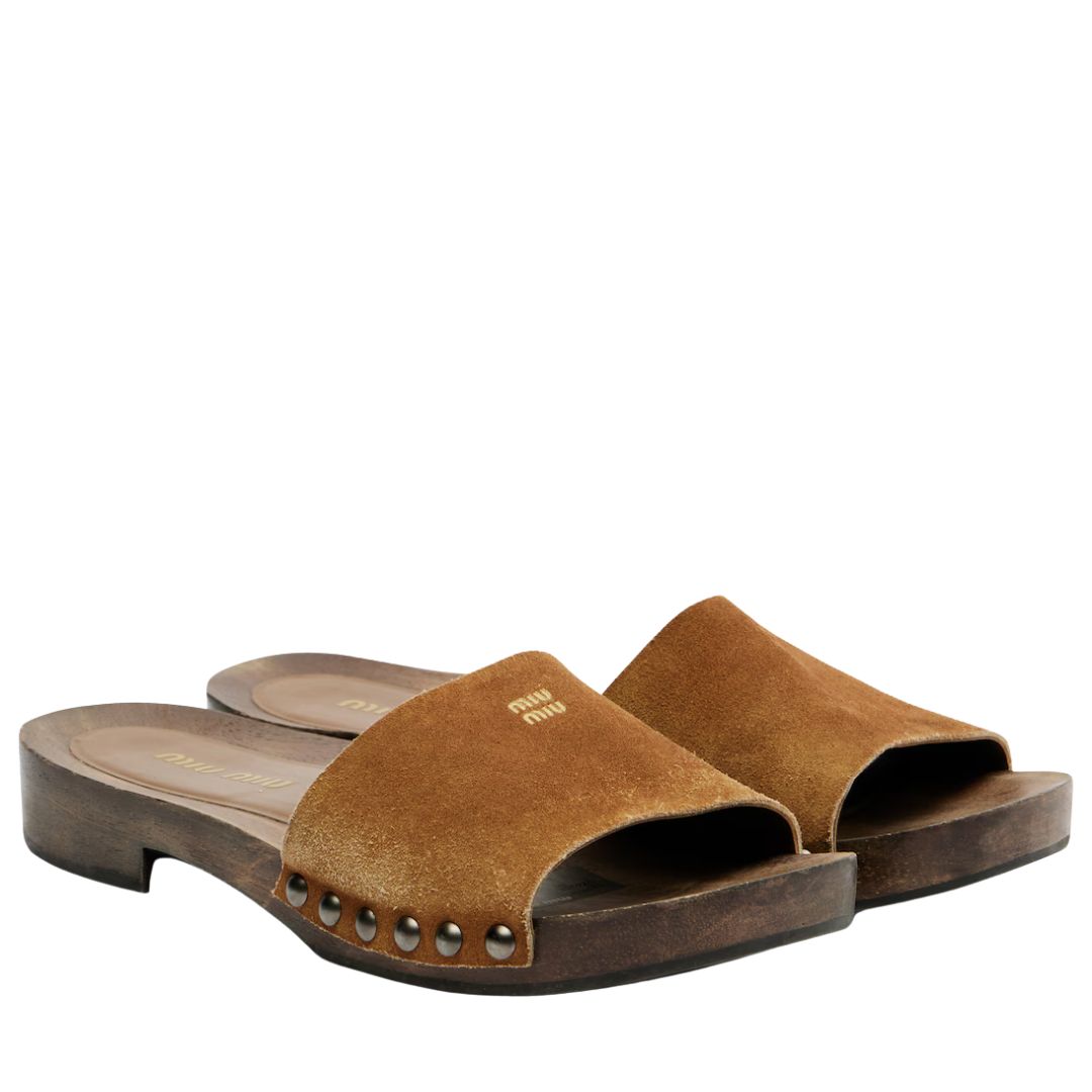 Miu Miu Logo faded suede mules