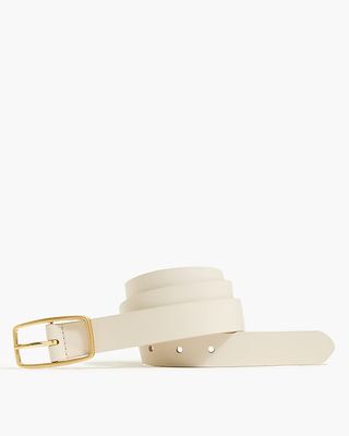 Leather Belt With Gold-Tone Buckle