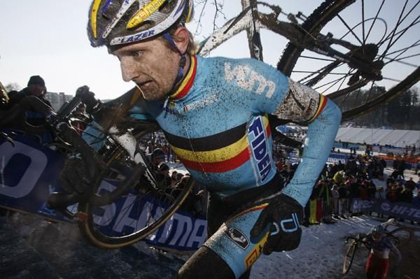 Bart Wellens shows the effort in his eyes.
