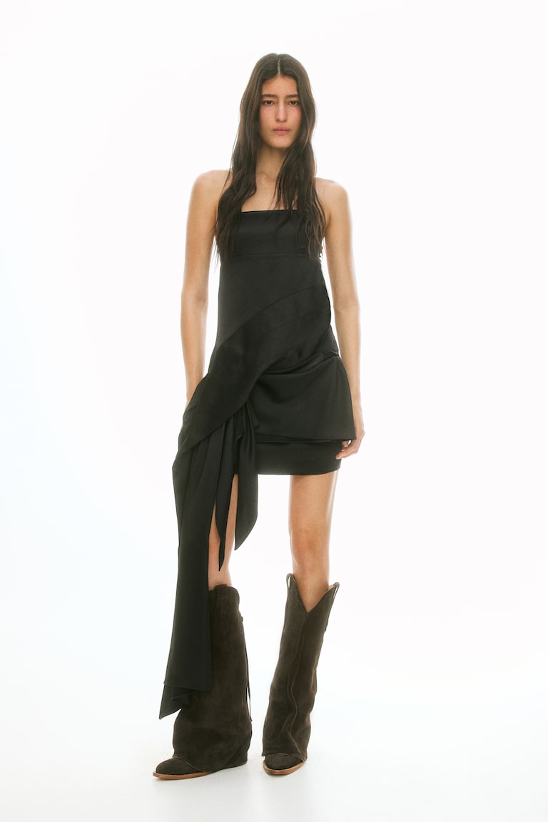 Draped Satin Skirt