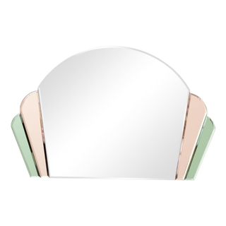 Melody Maison Pink & Green Glass Art Deco Arch Fan Wall Mirror