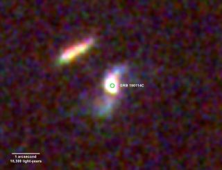 An image of the gamma-ray burst GRB 190114C based on data gathered by NASA's Hubble Space Telescope on Feb. 11 and March 12, 2019.