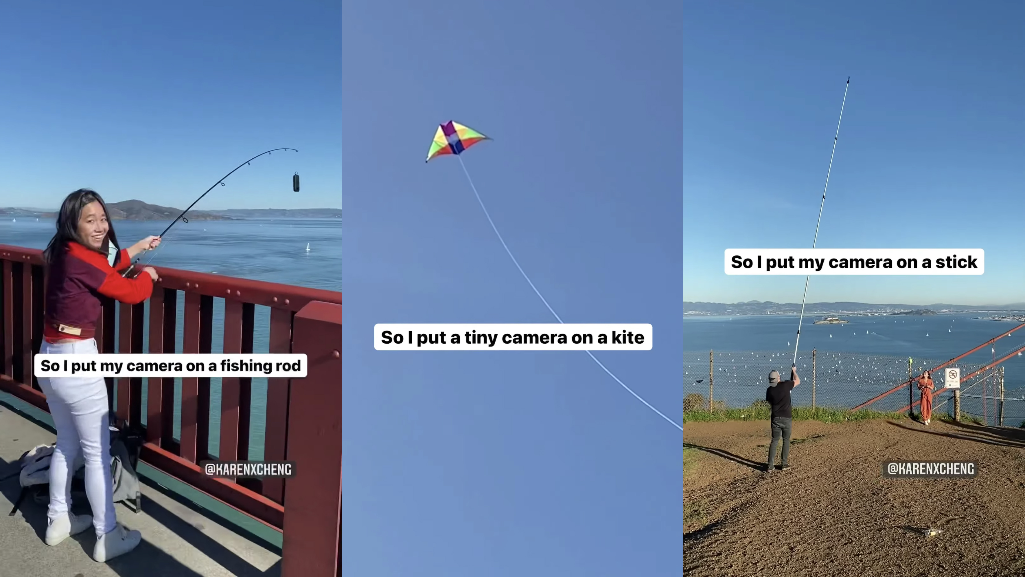 Don't have a drone? Put your camera on a fishing rod! (Or a big stick, or a  kite)