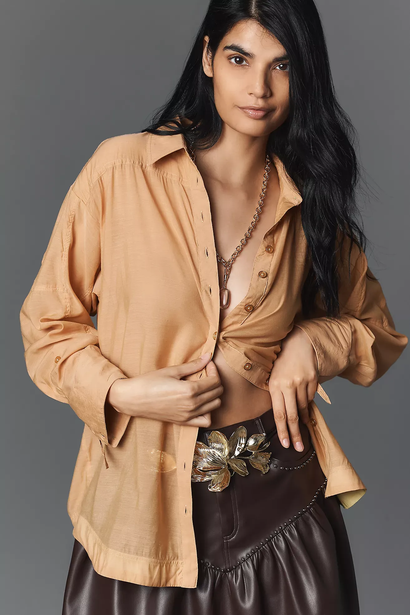 By Anthropologie Sheer Buttondown Shirt