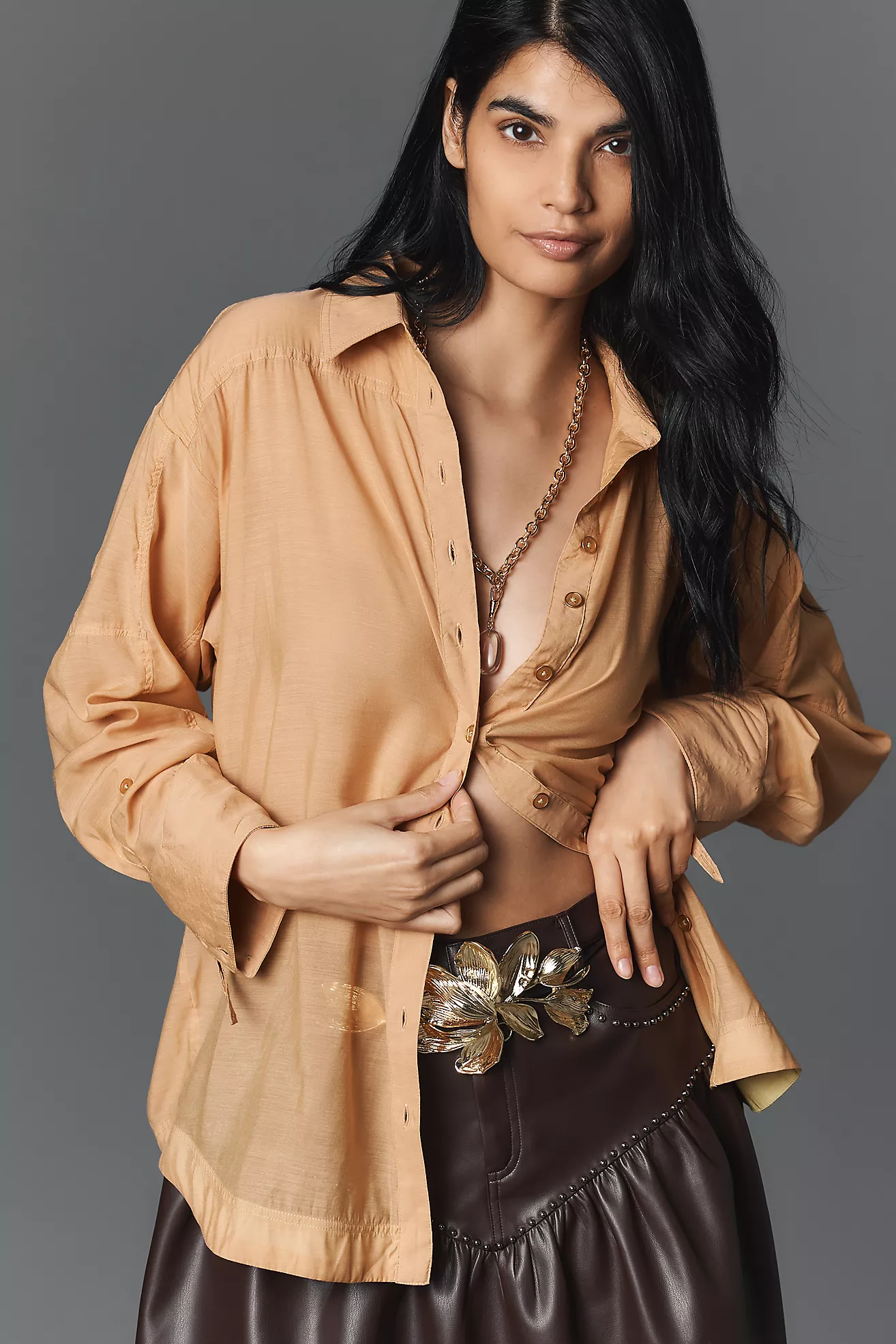 By Anthropologie Sheer Buttondown Shirt