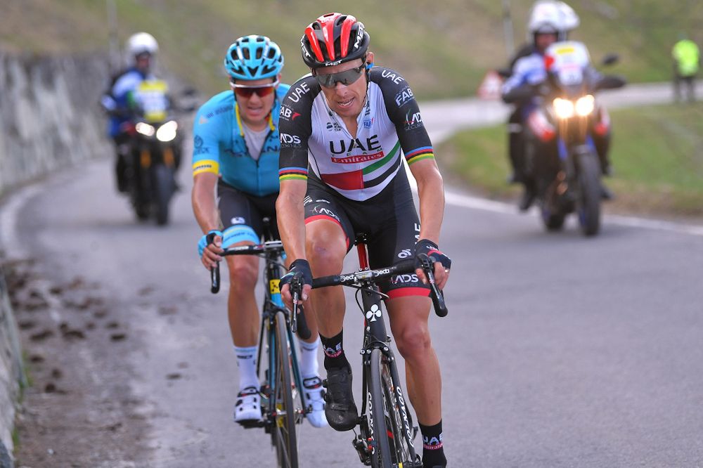 Rui Costa and Jakob Fuglsang in action during stage 4 in Romandie