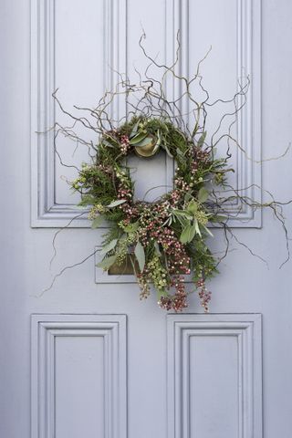 natural wreath on a front door