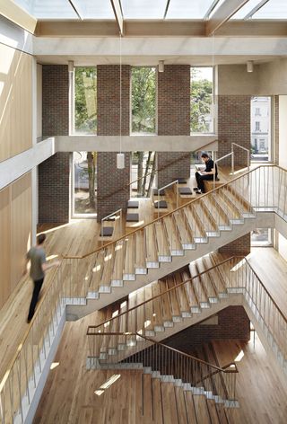 Staircase made from wood.