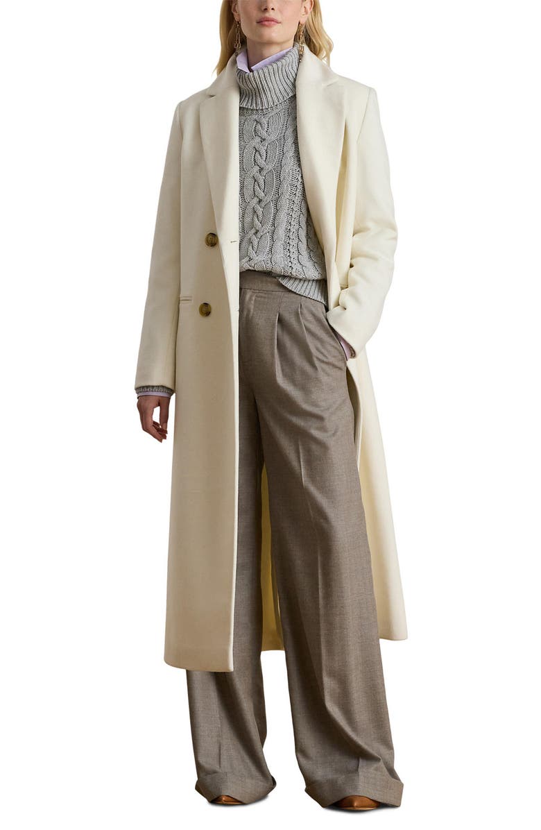 Double Breasted Wool Blend Reefer Coat