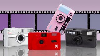 A selection of cheap film cameras from Kodak, Dubblefilm and Ilford