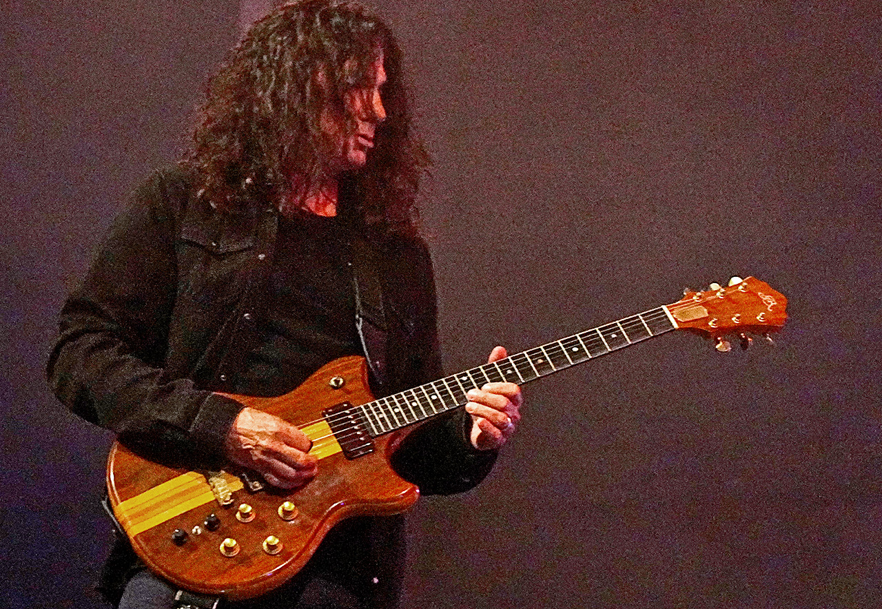 Primus' Larry LaLonde performs at The Fonda in Los Angeles, California on July 29, 2022