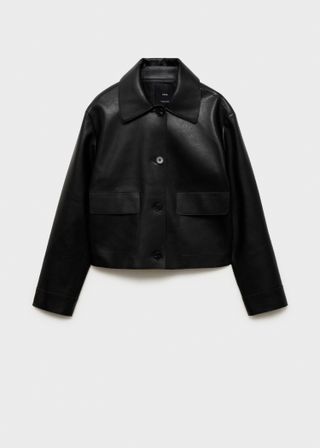 Leather-Effect Jacket With Pockets - Women | Mango Usa