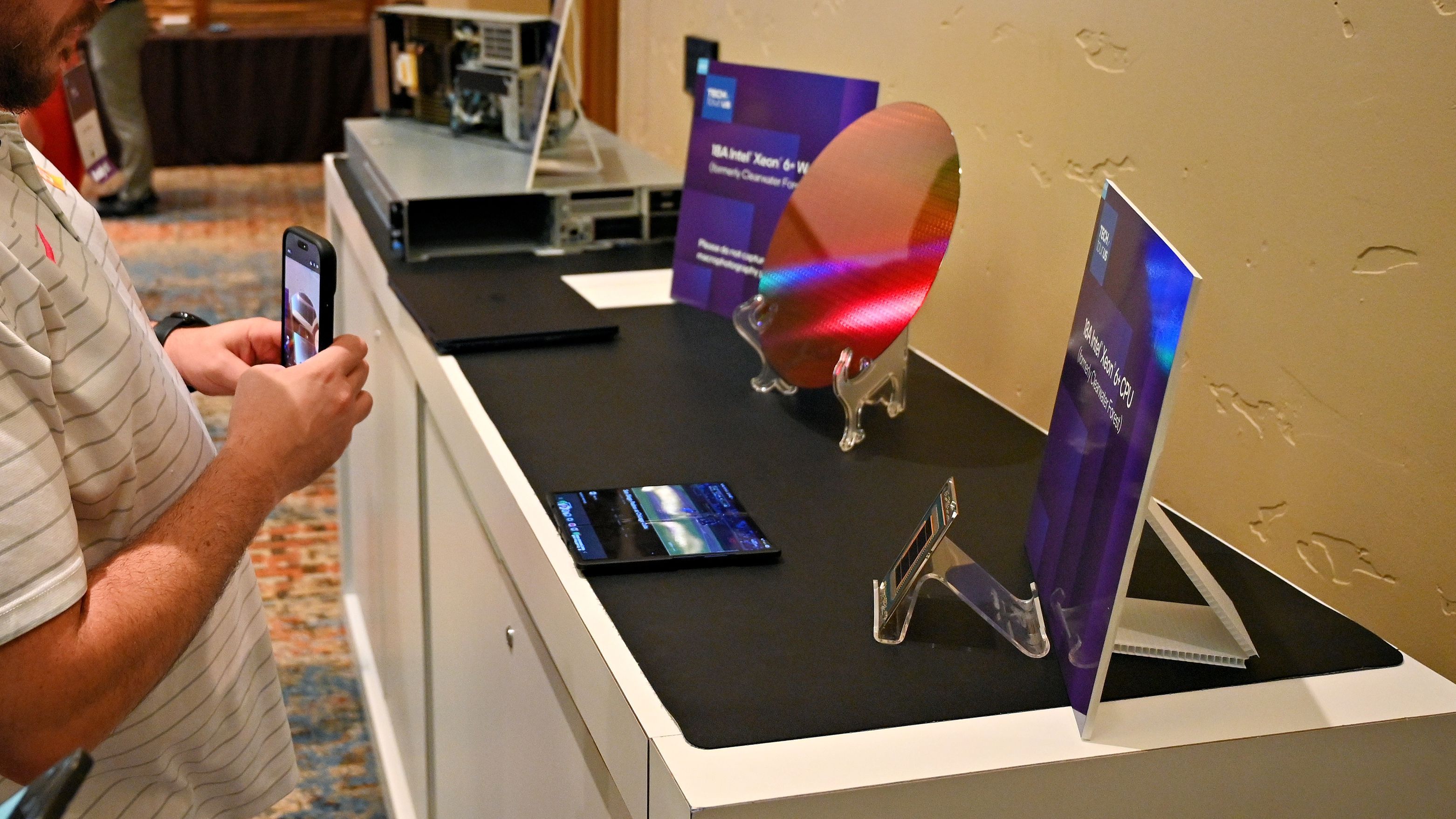 A demo sample of an Intel 18A wafer