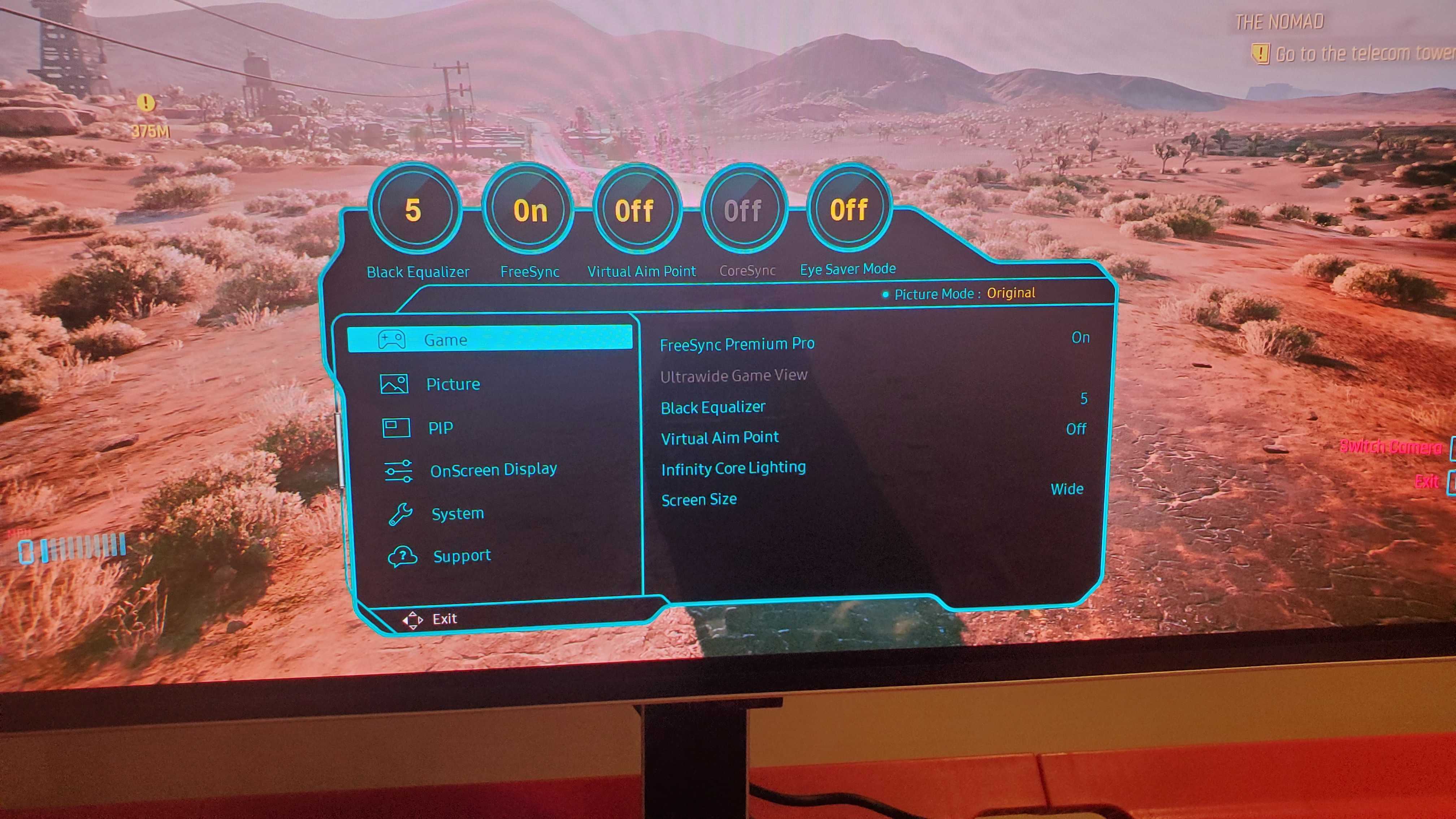 gaming monitor menu