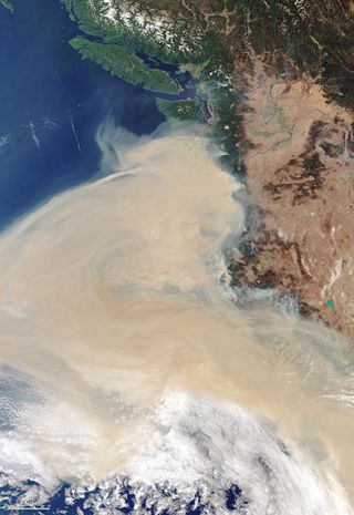 The massive amount of smoke billowing out from California in the U.S. can be seen from space, as you can see in this image taken Sept. 10 by the Copernicus Sentinel-3 satellite. There are as many as 100 wildfires currently raging in California and they have additionally spread into Washington and Oregon.