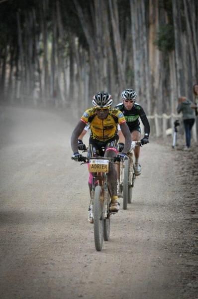 MTN Qhubeka rider Adrien Niyonshuti leads the chase