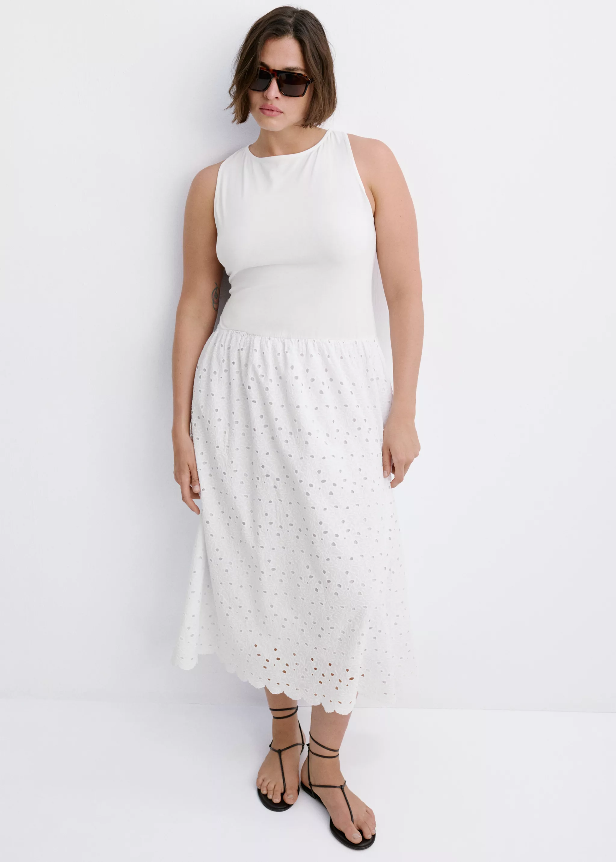 A-Line Dress With Broderie Anglaise Embroidery - Women | Mango United Kingdom