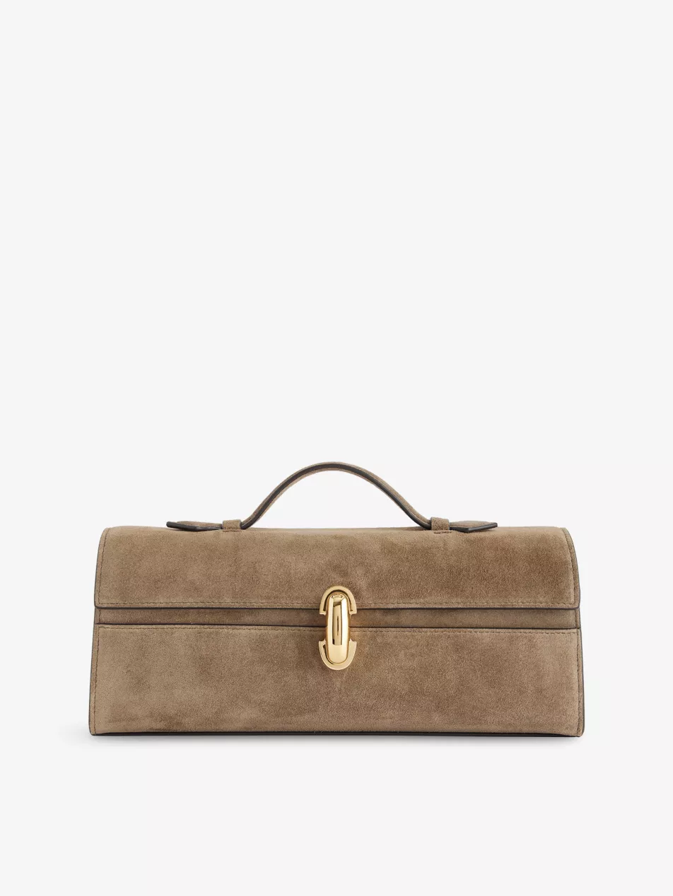Slim Symmetry Pochette Suede Top-Handle Bag