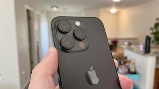 Back of the iPhone 14 Pro in Space Black