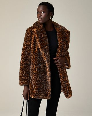 Faux-Fur Peacoat in Leopard Print